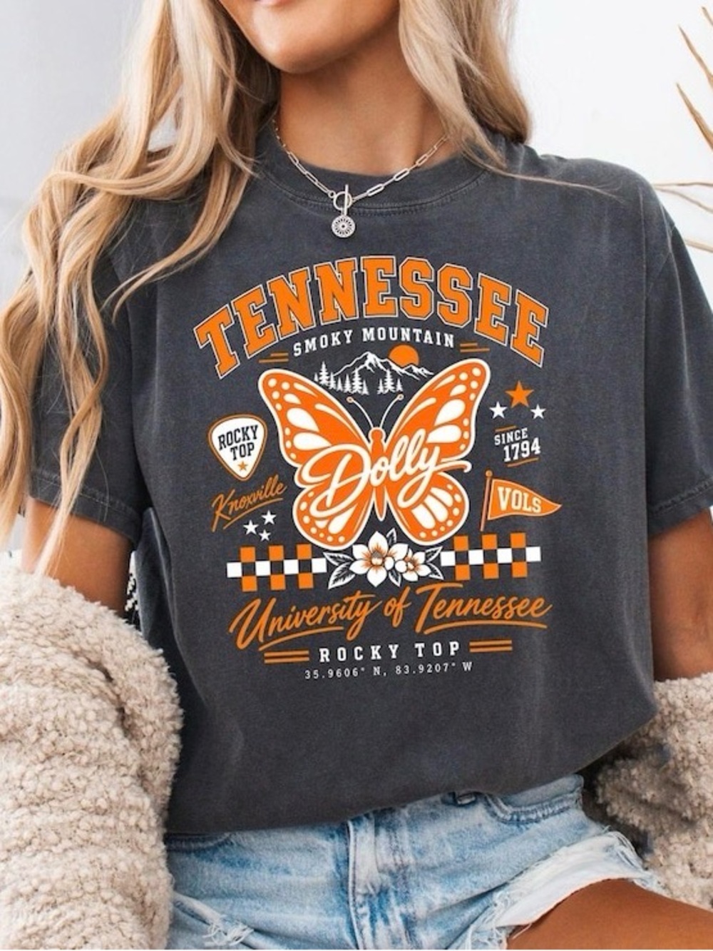 Tennessee Volunteers Butterfly Shirt, Game Day Vols Tee, Dolly Tribute T-Shirt